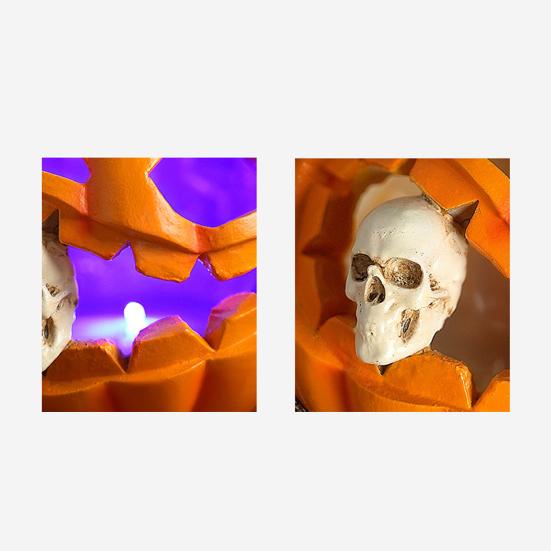 Хэллоуин тыква пожирающий череп фигурка с подсветкой жуткая светящаяся тыквенная голова статуэтка из смолы