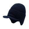Winter Knitted Hat Solid Color Men Women Thickened Fleece Lining All-weather Hat Cold Weather Outdoor Headwear