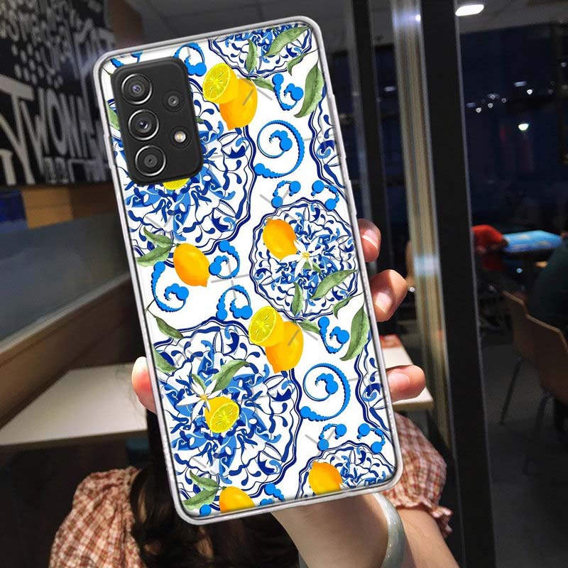 Средиземноморский Лимон Чехол для Телефона для Samsung A54 A57 A37 A17 A14 A15 A12 A24 A34 A55 A35 A25 A52S A07 A05S A04S A22 A32 A72 Galaxy