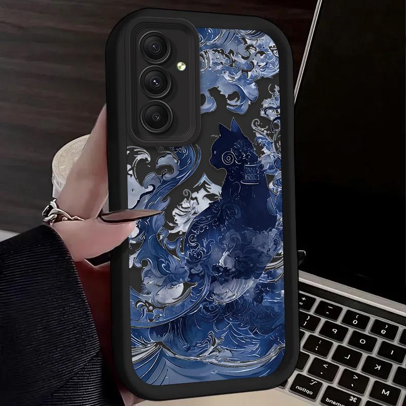 Арт Брызги чернил Кот Мягкий чехол Для Samsung Galaxy A54 A05 A05S A34 A24 A14 A53 A33 A23 A13 A52 A52S A32 A22 A12 A71 A51 A31 A50