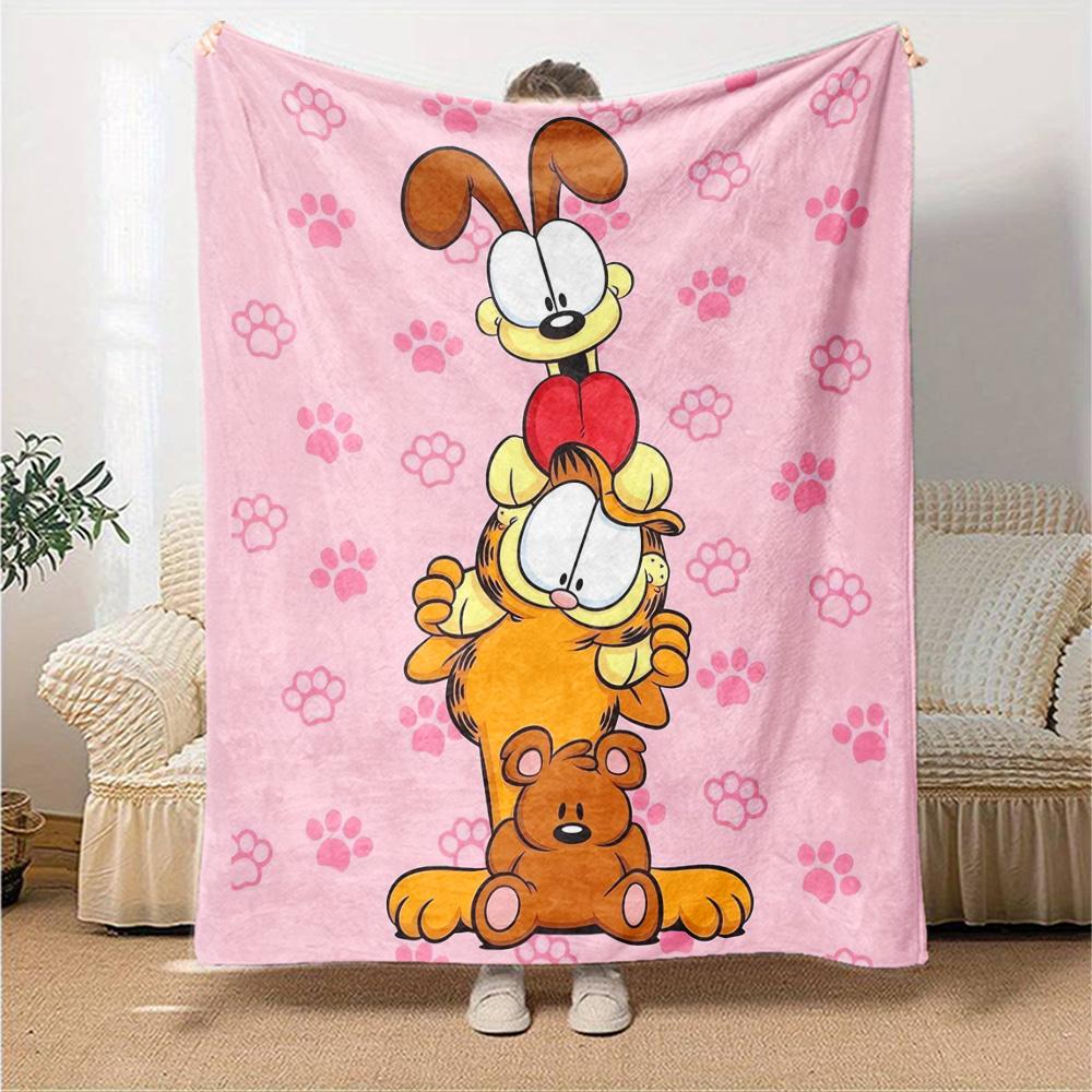 Garfield Friends Flannel Blanket Super Soft Warm Cozy Blanket For Sofa Bed Office Travel Allseason Home Decor Gift