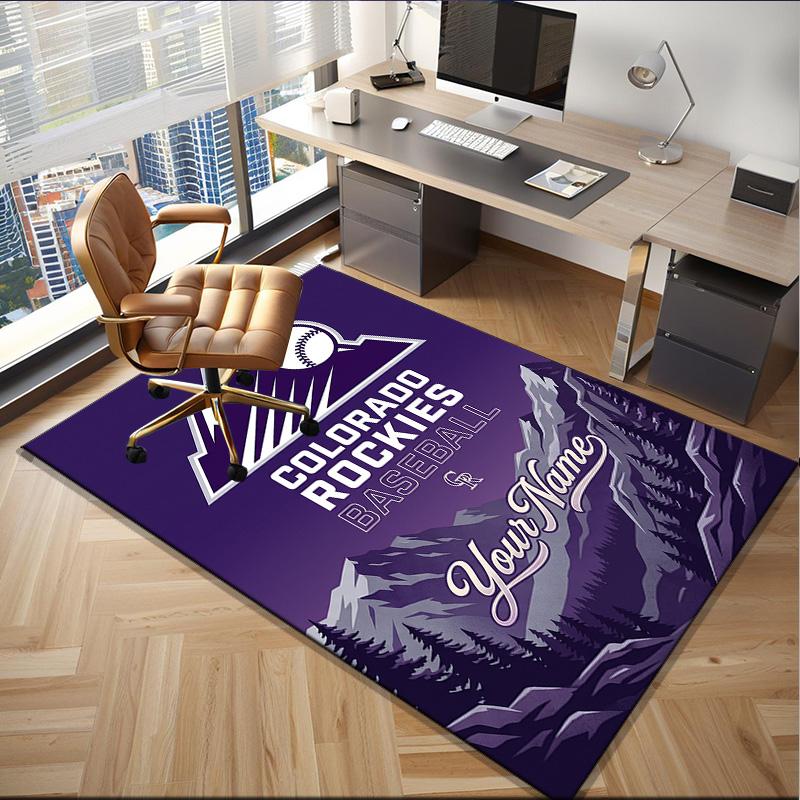 Custom Name Rug Rockies Baseball Area Rug Suitable for Indoor And Outdoor,Carpets for Homes, Offices,Living Rooms,Home Decor,Christmas Gift