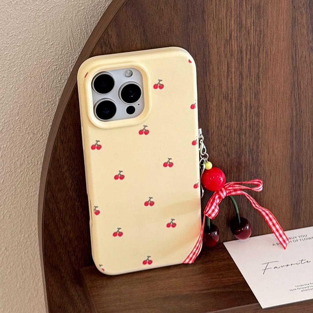 Ins Cherry Pendant for Apple 17 Phone Case 15Pro Max Cute Girl for IPhone 14 All Inclusive 13