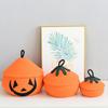 Halloween Woven Pumpkin Basket with Lid Empty Rope Woven Basket Trick or Treat Pumpkin Storage Bin Candy Snack Container