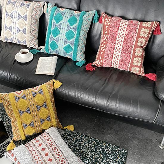 45x45 см тафтинговая наволочка с кисточками в богемном этническом стиле с геометрической застежкой-молнией хлопковый диван украшение для спальни наволочка