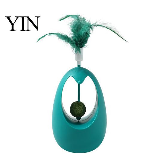 Automatic Swinging Cat Toy Interactive with Feathers And Catnip Ball, Self-Rotating Teasing Durable Teaser Wand Stick, Stable Play Teeth Grinding