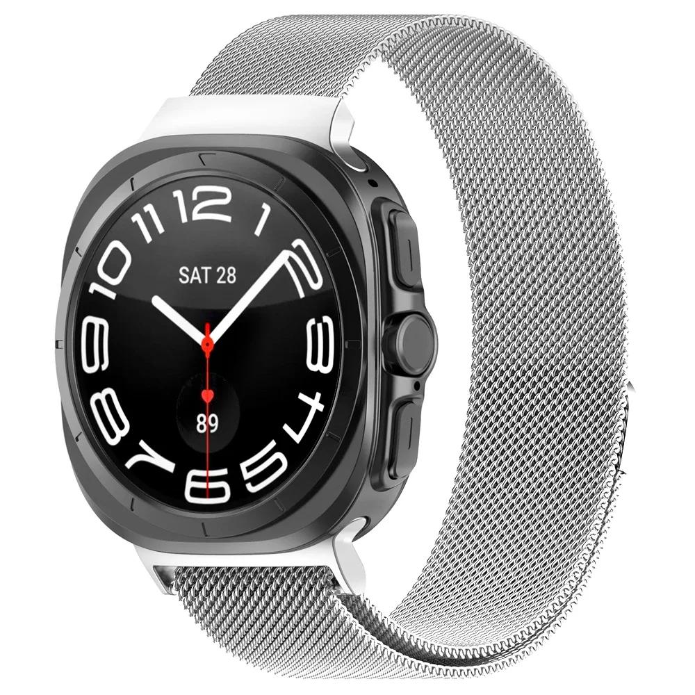 Ремешок Milanese Loop для Samsung Galaxy Watch 7 Ultra 47 мм из нержавеющей стали, магнитный браслет без зазора, аксессуары для часов 7Ultra