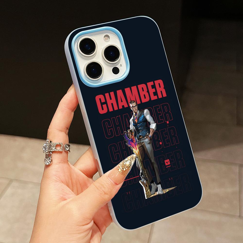 Valo Chamber Phone Case for iPhone 17 16 15 14 13 12 11 Air Pro Max Plus Jelly Double layer Light Blue Cover