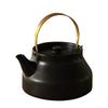 Kamoshika Douguten 1L Gas and Microwave Made In Banko Ware Ceramic and for Direct Ceramic Kettle Kettle, Safe, Japan, Brass, Heat, (Black, Small)