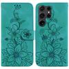 For Samsung Galaxy S25 Ultra Case Lily Flower Imprint Leather Phone Cover with Stand