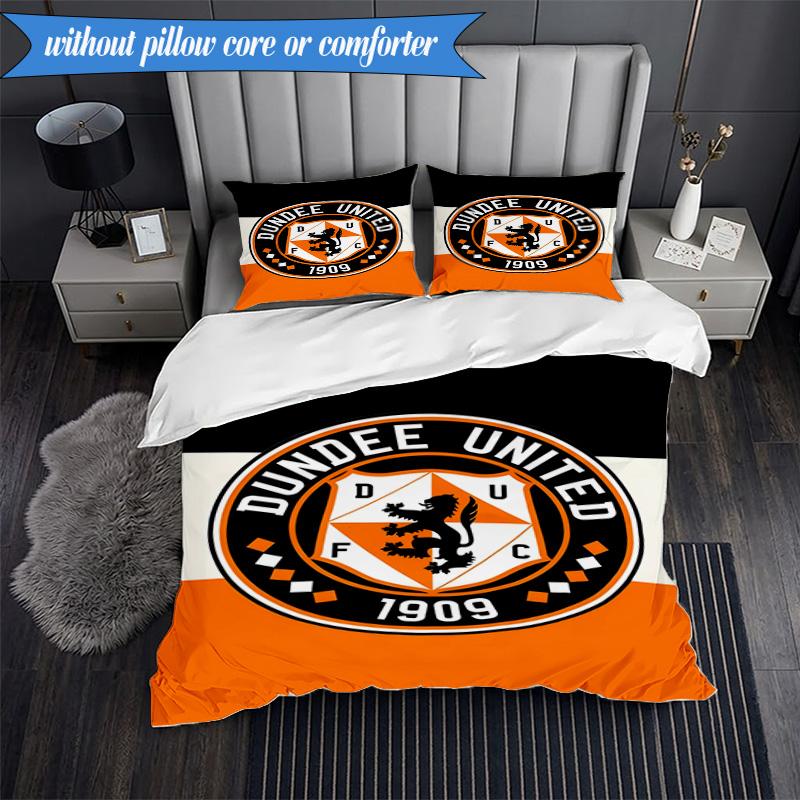 3PCS Dundee United Crest Printed Soft Bedding Set,Including 1pc Duvet Cover And 2pcs Pillowcases Perfect for Bedroom, Dormitory, Fan gift