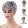 Цветной парик, натуральный серебристо-серый цвет, пушистый, реалистичный, модный, косметический аксессуар, высокотемпературный шелковый короткий парик для женщин