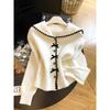 Autumn 2026 Sweet Sailor Collar Knit Cardigan with Bow & Buttons – Fashionable, Versatile, Age-Reducing Sweater