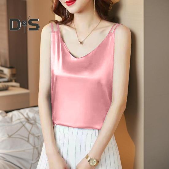 Женский укороченный жилет с V-образным вырезом, без рукавов, гладкий атласный топ из искусственного шелка, укороченный жилет, универсальная повседневная одежда