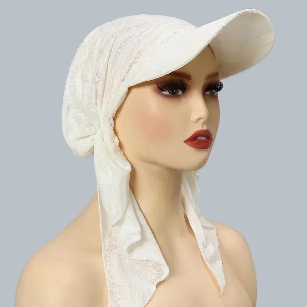 New Shimmer Pre-Tied Hat Women Muslim Hijab Turban Long Tail Headscarf Beanies Bonnet Hair Loss Chemo Cap Head Wrap Bandanas