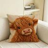 Animal D FlatPrinted Highland Cow Cushion Cover Natural Linen Pillowcase Set AllinOne Decor for Sofa Bedroom  Chair