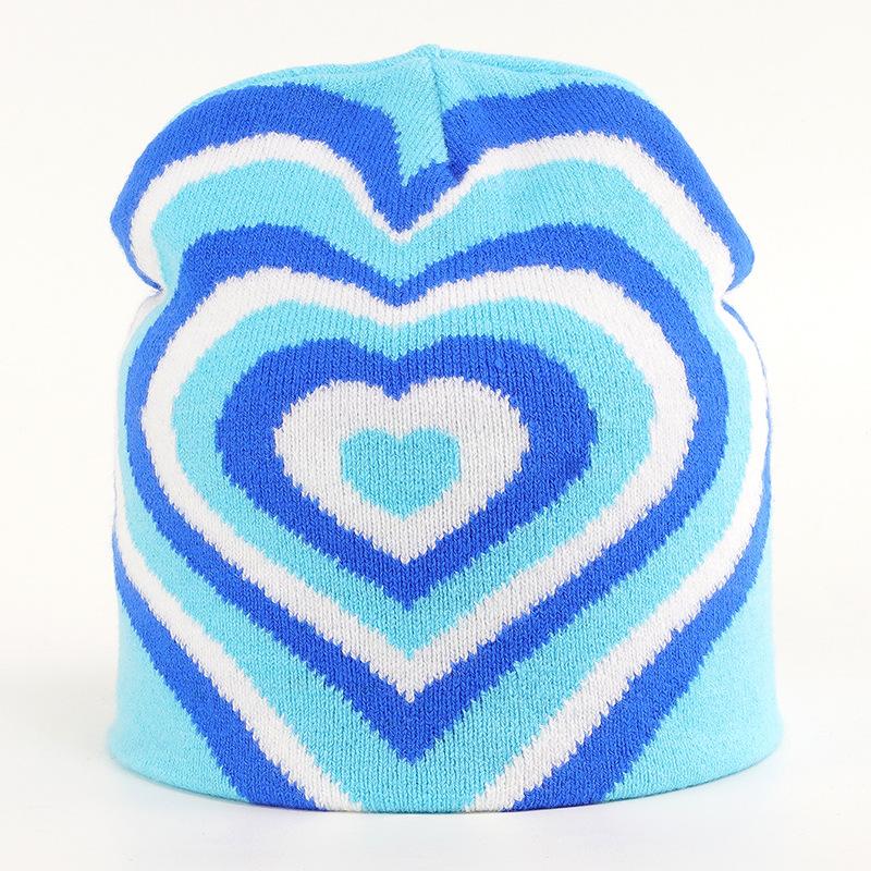 Knitted Hats With Colorful Rainbow Heart Print Pullover Hats And Shei Fashion Knit Hats