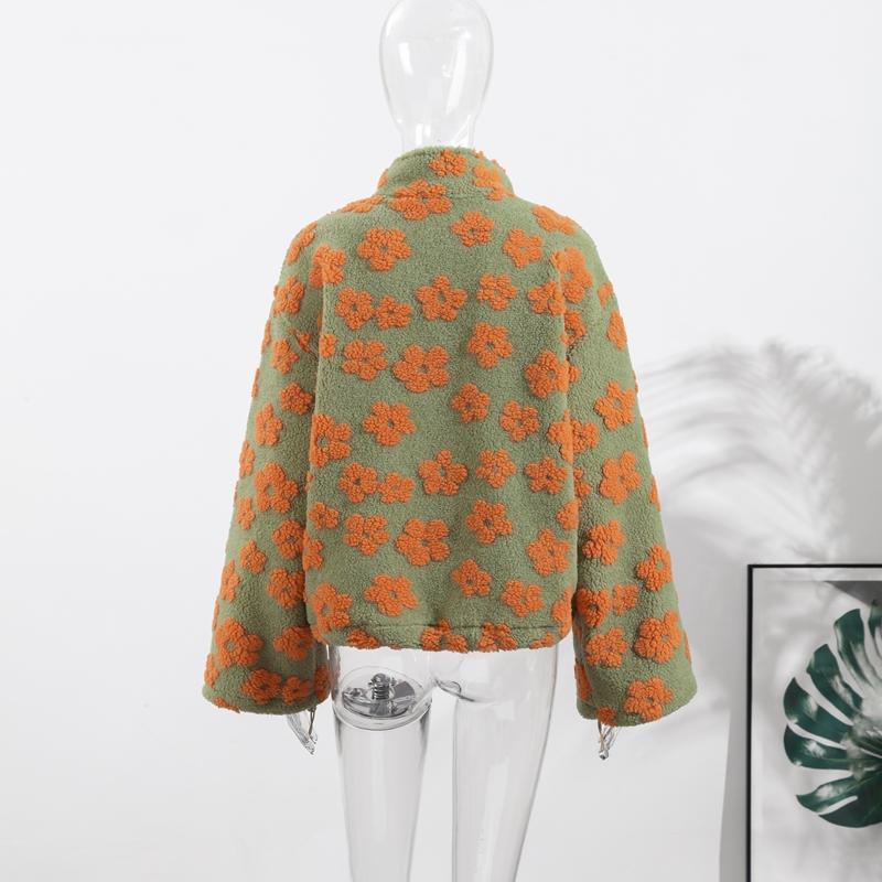 Флисовая толстовка женская с цветочным принтом, теплая, из овечьего флиса, со стойкой воротником, на молнии, свободная, мягкая, пуловер, осень/зима 2025