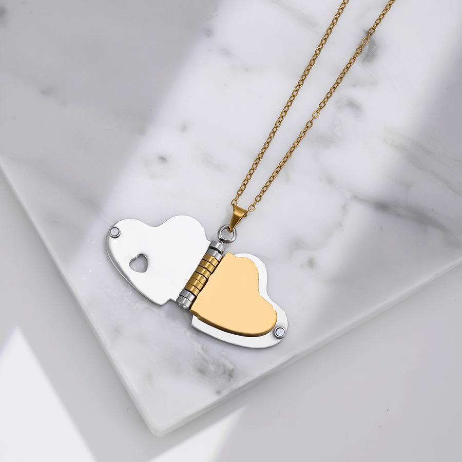 Stainless Steel Book Necklace with Photo Frame Pendant - DIY Engraved Couple or Parent-Child Cross-border Ornament Collection
