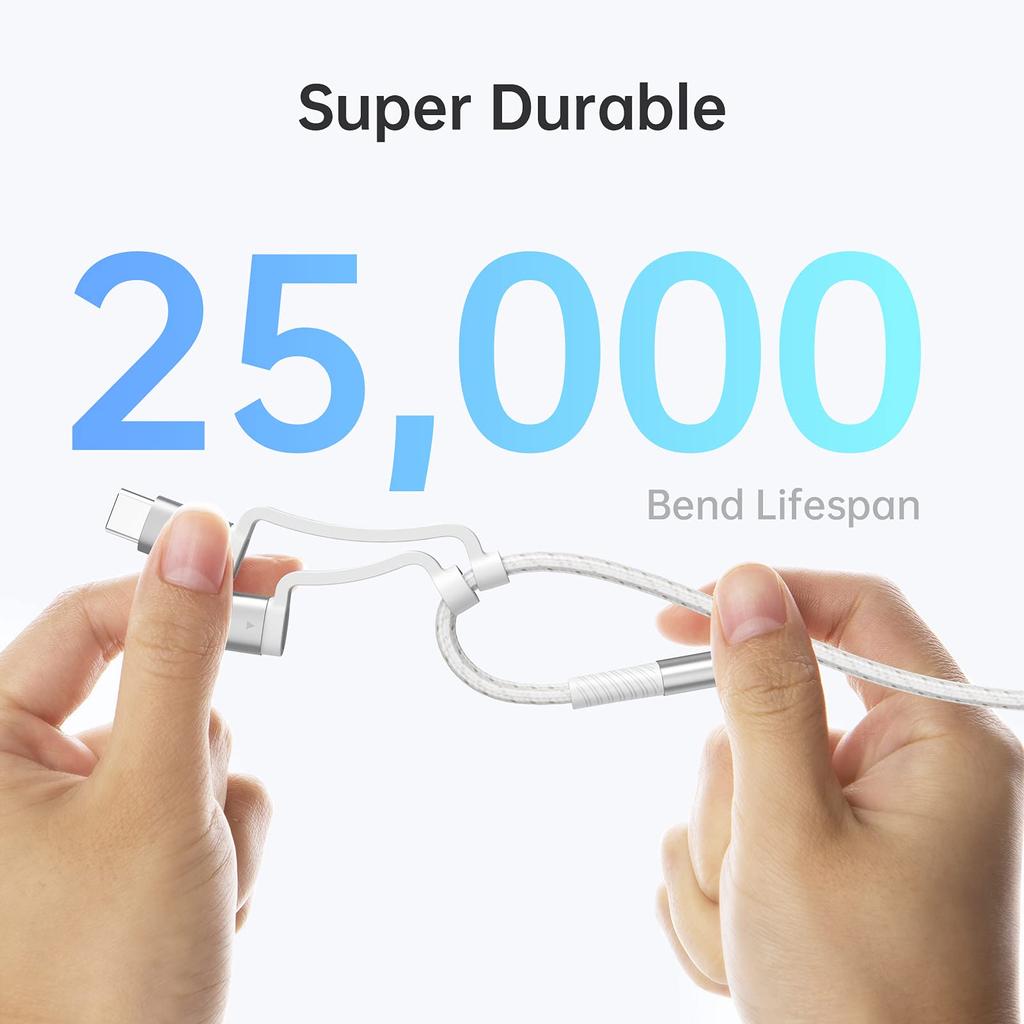 Teleadapt Type USB Charging Fast Charging MFi Compatible with iPhone and Android Devices Lightning/USB C/Micro 3-in-1 Cable, 2.4A/480MBPS Cable,