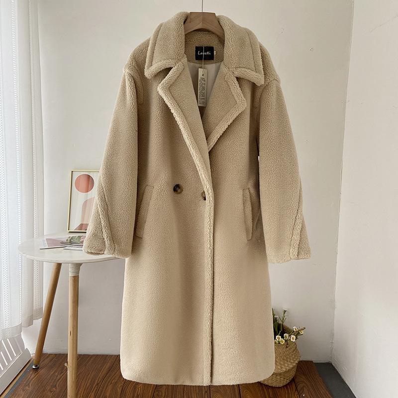 Искусственный мех пальто женское удлиненное утолщенное меховое интегрированное пальто свободного кроя ленивый стиль мех ягненка искусственный мех верх