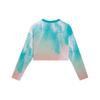 Li Ning Tie-Dye градиент вышитый круглый вырез свитер короткий рукав футболка женские топы светло-зеленый AHSS084-4