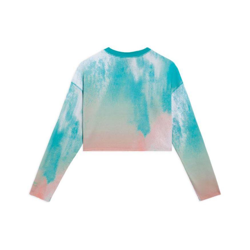 Li Ning Tie-Dye градиент вышитый круглый вырез свитер короткий рукав футболка женские топы светло-зеленый AHSS084-4