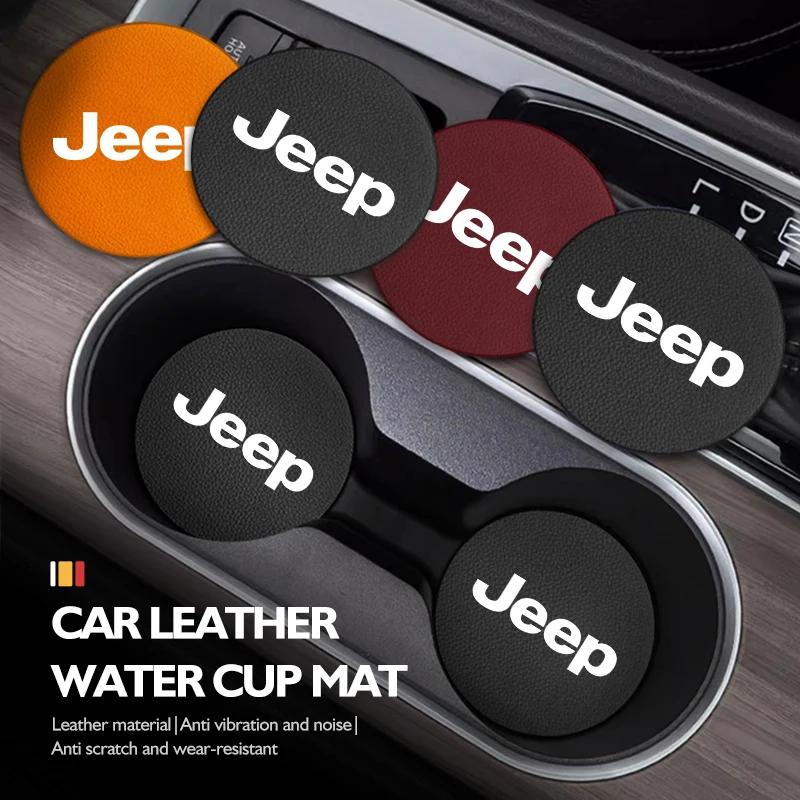 Set of 2 Suede Non-Slip Coasters for Jeep Compass Renegade Cherokee Wrangler JK Car Interior Accessories AKP1