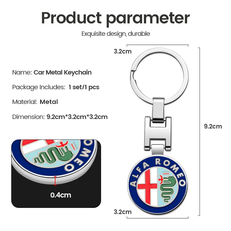 Car Keycase Zinc Alloy Keyring Keychain Accessories For Alfa Romeo 159 147 GT Giulietta Stelvio 4C MITO 156 Giulia Sportiva rdx855