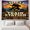 Yellowstone Print Tapestry, Backdrop, Easy Setup, Ideal for Bedroom, Office & Living Room, with Aesthetic Wall Hanging Decor.