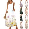 Женский повседневный сарафан длиной до пола, летнее пляжное платье, круглый вырез, без рукавов, свободный сарафан с принтом