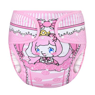 LittleForBig Взрослый тканевый подгузник-чехол "Pinky Miki" с регулируемой талией и длиной, на кнопках, непромокаемый, дышащий, моющийся, розовый, размер M