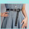 Womens Black Pu Woven Belt With Alloy Closure Design For Trendy Outfits Casual