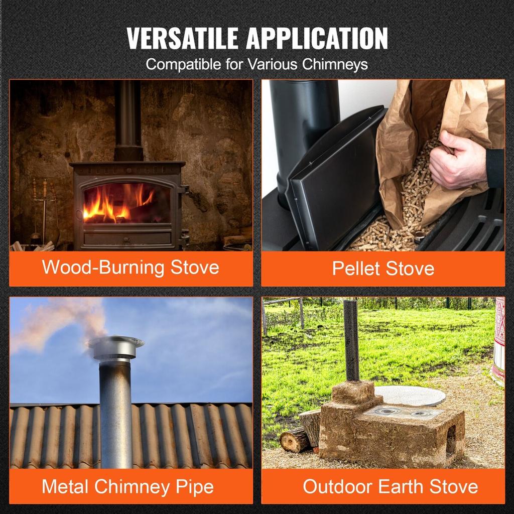 Chimney Cap, 152.4 mm, 304 Stainless Steel Round Roof Rain Cap, 300mm Increased Caps, All Weather & Reinforced Screws & Easy Installation, for Perfect
