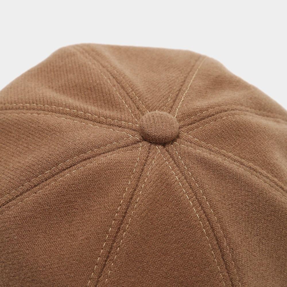 Brown Suede Octagonal Hat British Style Painter Hat Personality Pu Leather Beret Girl