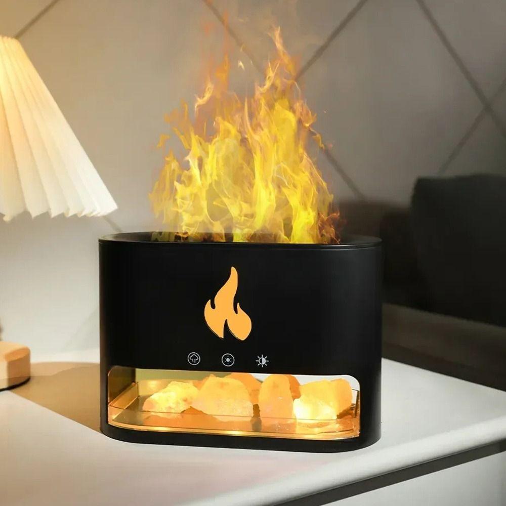 Пламя Арома Кристалл Соляной Камень Лампа Огонь Имитация Вулкана Увлажнитель Воздуха Пламя Увлажнитель Офис