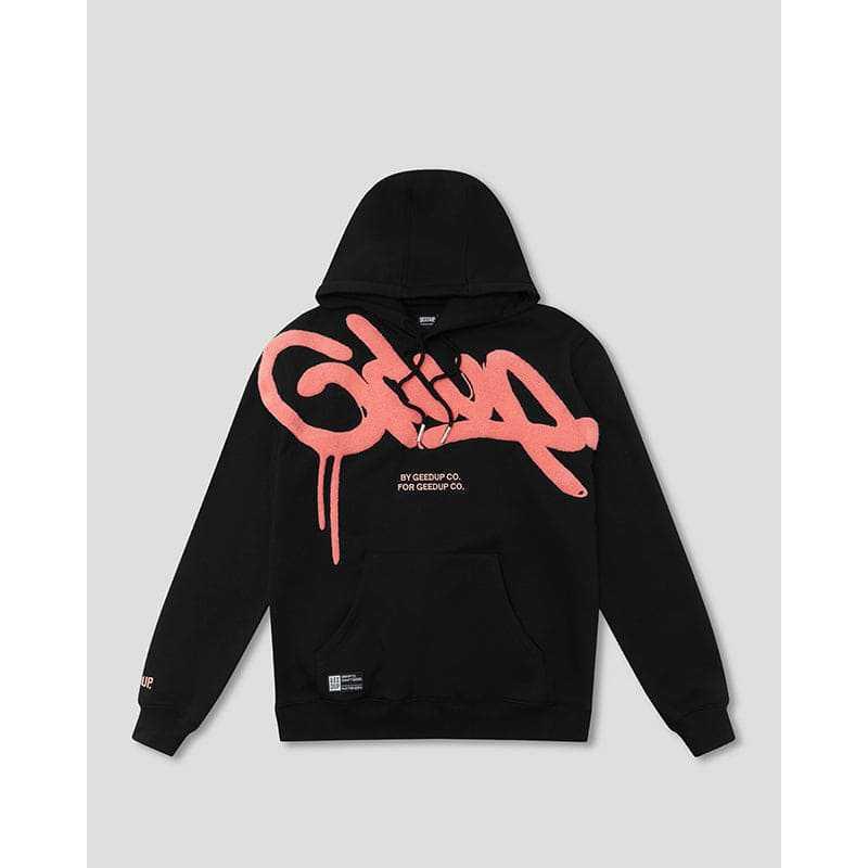 GEEDUP Retro Letter Embroidery Hoodie Men - Casual Streetwear Sweatshirt Loose Fit Teenagers 2025 Fall