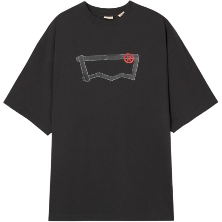 Мужская футболка с коротким рукавом, свободного кроя, с круглым вырезом и принтом логотипа Levis, черная 001B0-0000