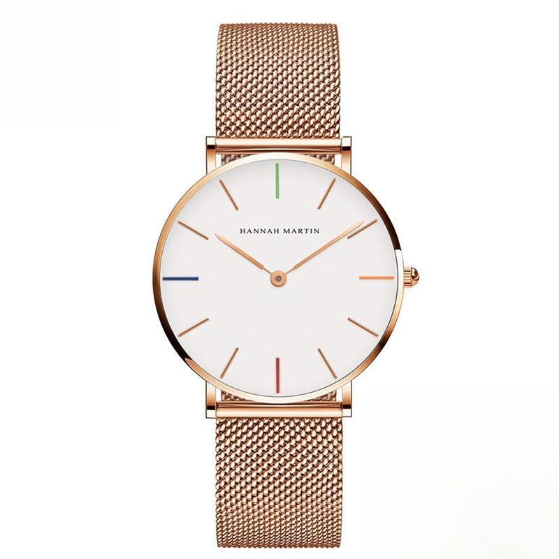 Japan Quartz Movement High Quality Women Steel Mesh Rose Gold Waterproof Ladies Watch