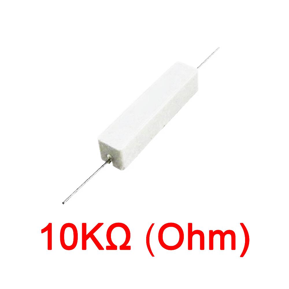 10PCS Wirewound Ceramic Cement Power Resistor Fixed Horizontal 20W Watt 0.1ohm - 100Kohm Vertical Axial Lead Resistance 5% 0.1/0.22/0.47/100/1K R Ohm