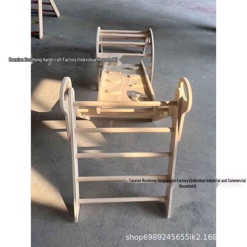 Деревянный домашний игровой комплекс с горкой для малышей и детей