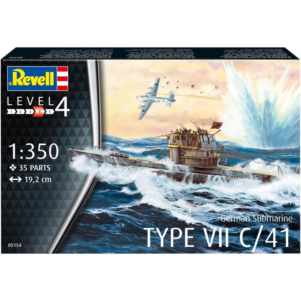 Немецкий Уровень Revell 1 350 Немецкая подводная лодка Тип 7 C 41 пластиковая модель 05154