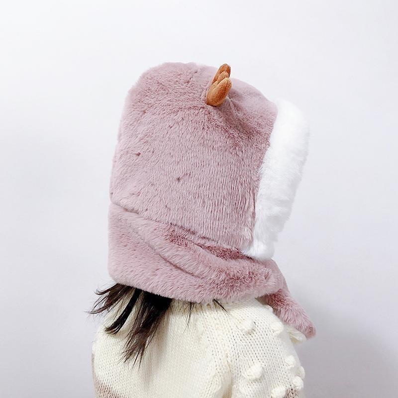 Winter Thicken Children Hat Plus Fleece Kids Christmas Caps Cartoon Elk Hat for Girls Boys Scarf Thicken Cap Newborn Photography
