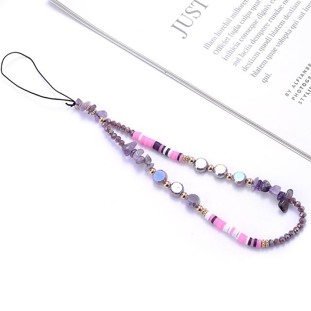 Модные женские акриловые глиняные каменные бусины, цепочка для мобильного телефона, ремешок для мобильного телефона, подвесной шнур, брелок для ключей, ювелирные изделия, настраиваемые
