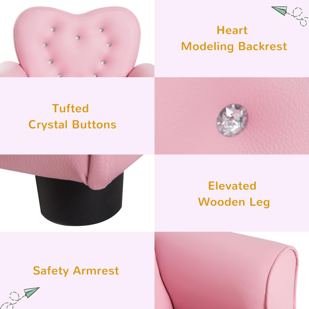 Kids Armchair Toddler Chair Seating Relax Playroom Seater Girl Princess Pink