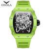 ONOLA Bucket Style Fashion Quartz Watch Waterproof Quartz Automatic Date Casual Silicone Strap Watches for Men Reloj Hombre