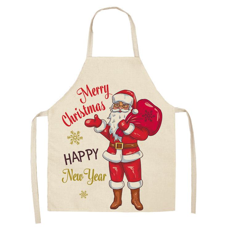 New cartoon Christmas sleeveless printing sleeveless apron home waterproof kitchen dust protection