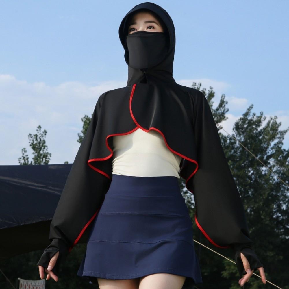 Long Sleeve Facemask Hat Sunscreen Shawl Solid Color Sun Protection Clothing Summer