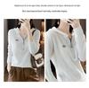 Women's 2025 Autumn/Winter 100% Wool Hooded Color Block Half-Zip Sweater