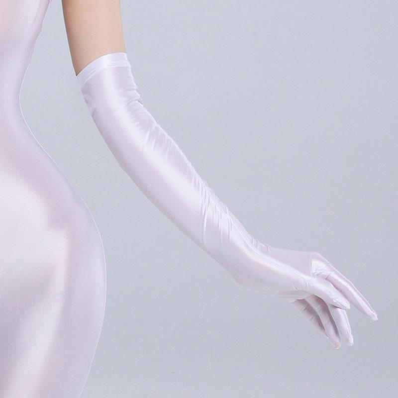 52cm Woman High Stretch Sexy Oil Smooth Glvoes Night Club Party Long Gloves Sun Protection Hand Dance Stage Performance Cosplay